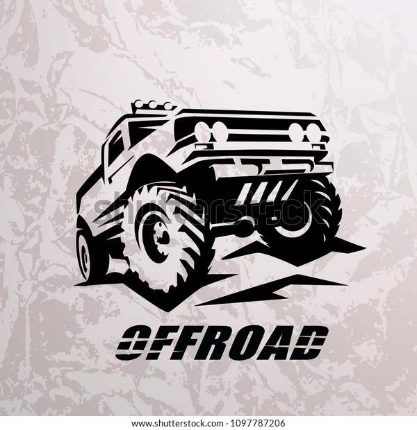 Download Offroad Suv Car Monochrome Template Labels Stock Vector Royalty Free 1097787206