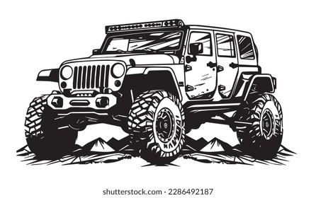 Off-road SUV car vehicle. Vector illustration. Silhouette svg, laser cutting cnc.