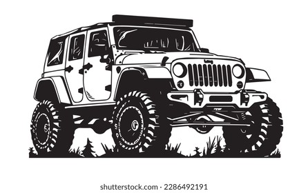 Off-road SUV car vehicle. Vector illustration. Silhouette svg, laser cutting cnc.