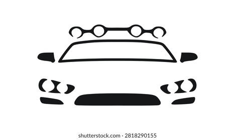 Offroad SUV Front Roof Rack Fog Light Silhouette