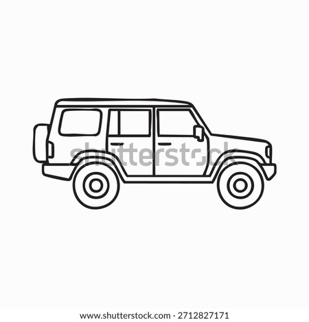 Off-Road SUV Outline Illustration – 4x4 Adventure Vehicle Line Art Design