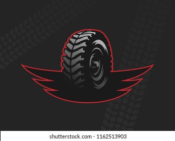 Offroad Tires Store Logo On Dark Backgound.