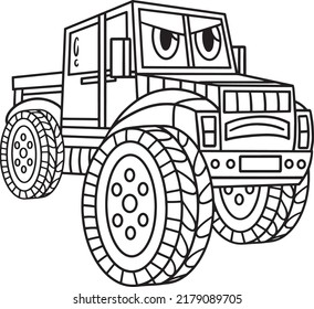 Off-Road Truck with Face Vehicle Coloring Page 