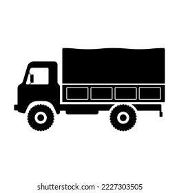 Offroad truck icon. Black silhouette. Side view. Vector simple flat graphic illustration. Isolated object on a white background. Isolate.