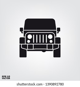 Ilustración vectorial de la silueta de visión delantera del vehículo fuera de carretera