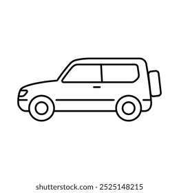 Off-road vehicle icon. Suv. Black outline linear silhouette. Editable strokes. Side view. Vector simple flat graphic illustration. Isolated object on white background. Isolate.