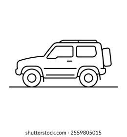 Off-road vehicle icon. Suv. Black outline linear silhouette. Editable strokes. Side view. Vector simple flat graphic illustration. Isolated object on white background. Isolate.