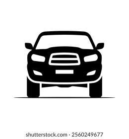 Off-road vehicle icon. Suv. Black silhouette. Front view. Vector simple flat graphic illustration. Isolated object on white background. Isolate.