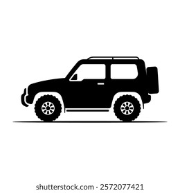 Off-road vehicle icon. Suv. Black silhouette. Side view. Vector simple flat graphic illustration. Isolated object on white background. Isolate.