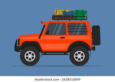 Off-road vehicle icon. Suv. Colored silhouette. Side view. Vector simple flat graphic illustration. Isolated object on blue background. Isolate.