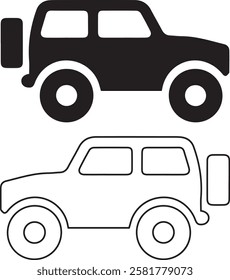 Off-Road Vehicle Icons – Solid and Outline Design