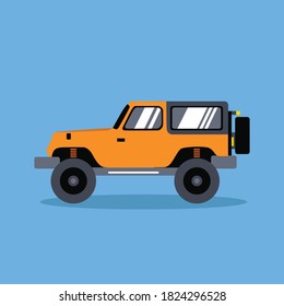 Off-road vehicle isolated on white background. Extreme Sports - 4x4 Sports Utility Vehicle SUV. Vector Illustration flat style for web design banner or print