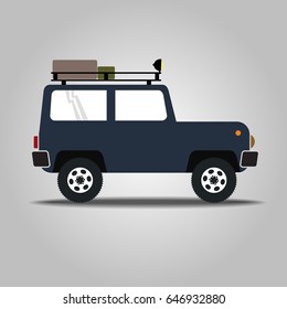 Off-road vehicle isolated on white background. Extreme Sports - 4x4 Sports Utility Vehicle SUV. Vector Illustration flat style for web design banner or print