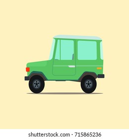 Off-road vehicle isolated on white background. Cartoon Vector Illustration for web design banner or print