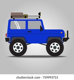 Off-road vehicle isolated on white background. Extreme Sports - 4x4 Sports Utility Vehicle SUV. Vector Illustration flat style for web design banner or print