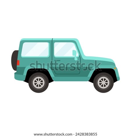 Off-road vehicle light blue coloured flat style vector illustration