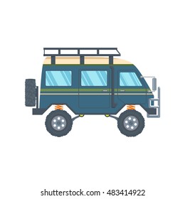 Off-road Vehicle Van with mud tire. Vector illustration