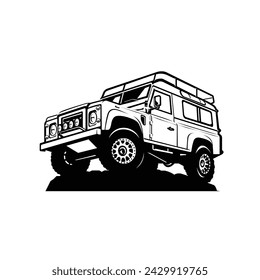 Offroad Fahrzeug Vektor Art Illustration isoliert. Silhouettenvektor des Überlandfahrzeugs