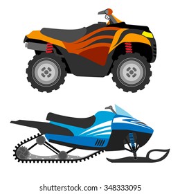 Off-road vehicles. ATV and snowmobile.