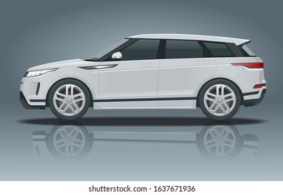 Off-road write car Modern VIP transport. Offroad truck template vector isolated car on white View side. Compact crossover, SUV, 5-door station wagon car.