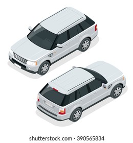 Off-road Write Car. Modern VIP Transport. Flat 3d Isometric Vector Illustration. For Infographics And Design