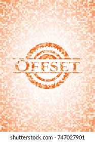 Offset abstract orange mosaic emblem