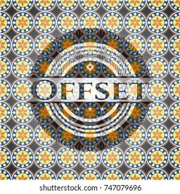 Offset arabesque style badge. arabic decoration.
