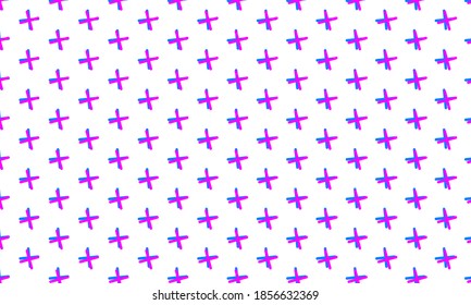 Offset bright blue and pink plus signs or hatch marks in offset op-art pattern.