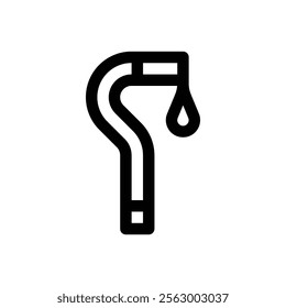 Offset cane. Editable stroke vector icon.