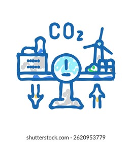 offset carbon doodle icon sketch vector. offset carbon sign. isolated symbol illustration