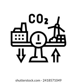 vector de icono de línea de carbono de desplazamiento. signo de carbono compensado. símbolo de contorno aislado ilustración negra