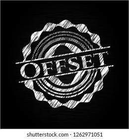 Offset chalkboard emblem on black board