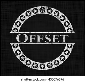 Offset chalkboard emblem on black board