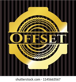 Offset gold emblem or badge