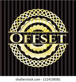 Offset golden emblem or badge