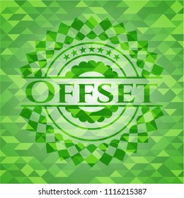 Offset green emblem. Mosaic background