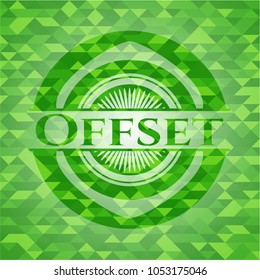  Offset green emblem with triangle mosaic background