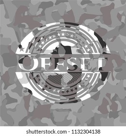 Offset grey camouflage emblem