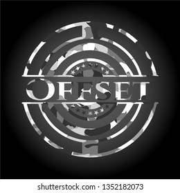 Offset grey camouflaged emblem