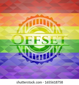 Offset lgbt colors emblem. Vector Illustration. Mosaic.