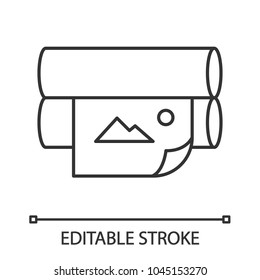 Offset printer linear icon. Thin line illustration.News printing machine. Contour symbol. Vector isolated outline drawing. Editable stroke