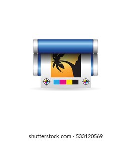 Offset printing icon in color. Print shop service publisher
