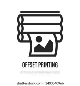 Offset printing thin line icon. Typography equipment. Vector illustration.