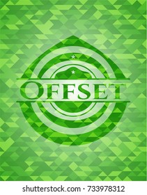 Offset realistic green mosaic emblem