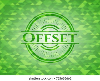 Offset realistic green mosaic emblem
