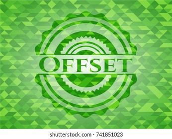 Offset realistic green mosaic emblem