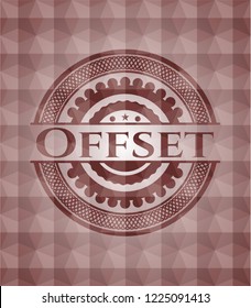 Offset red seamless geometric badge.