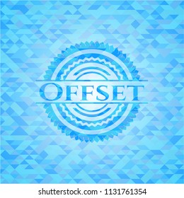Offset sky blue emblem with mosaic background