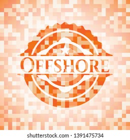 Offshore abstract emblem, orange mosaic background