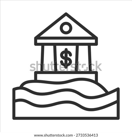 Offshore Bank Icon. Simple Vector Outline Illustration